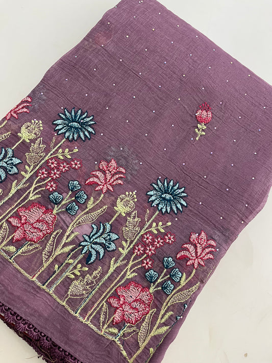 Organza Fancy Saree Embroidery