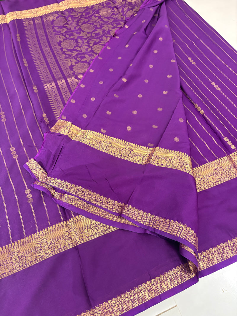 PURPLE STRIPE SEMI CREPE SILK SAREE-J17