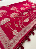 Pure Banarsi Crepe Silk Saree,, silver and gold weaving all over 🌹-AU15