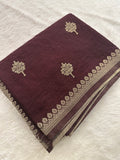 Wine Linen Heritage Designer Saree with Butta - AU18
