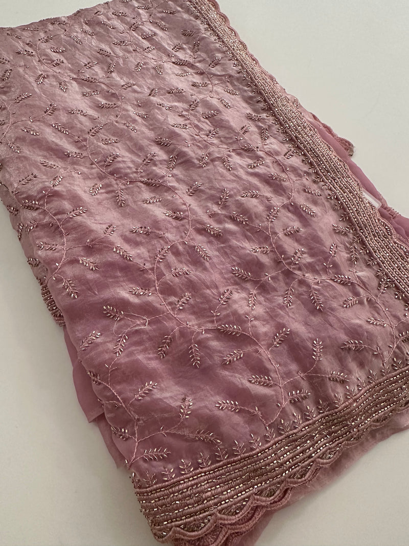 Soft marshmallow, organza fabric  pastel color sarees with work with work, self Blouse 🌹- AU17