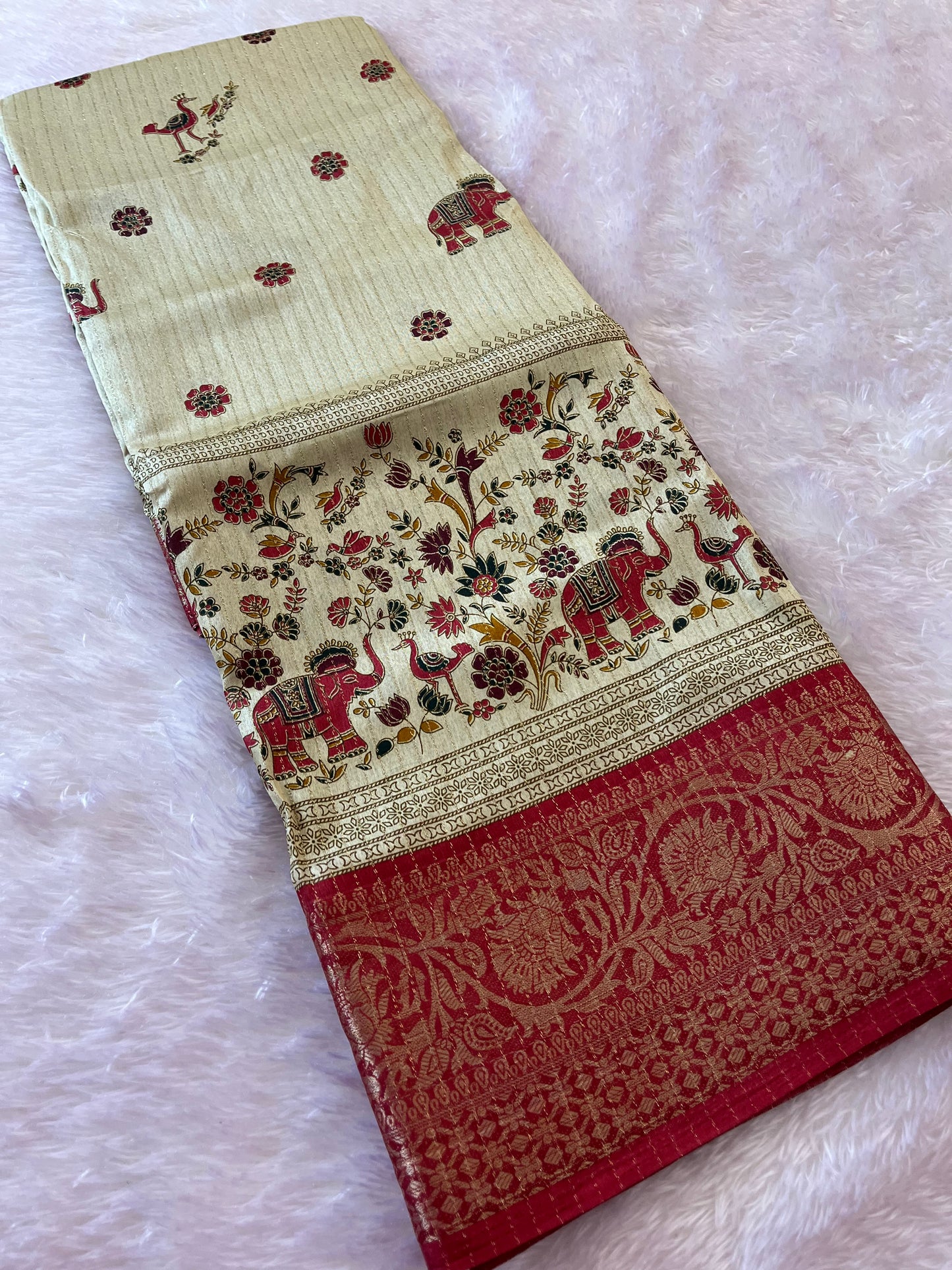 Tussar fancy saree printed