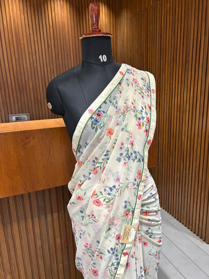 Premium daily wear printed chiffon sarees 🌹 JU26