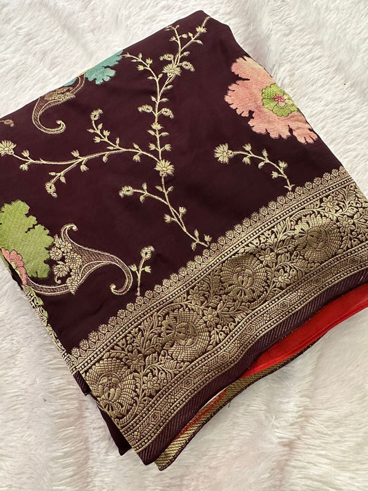 Banarasi Fancy Crape Saree -M19