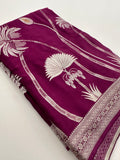 Pure Banarsi Crepe Silk Saree,, silver and gold weaving all over 🌹-AU15