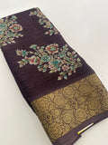 Crush Crape Chiffon Printed Sarees With self Butti Printed Blouse Piece🌹- J29
