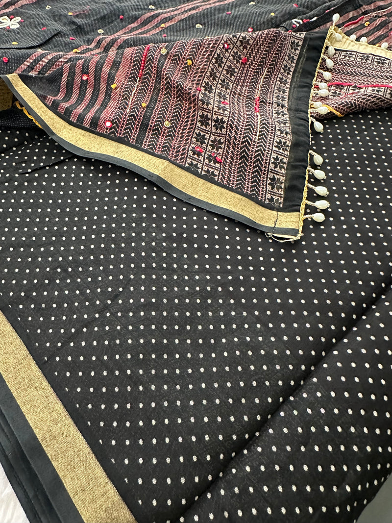 Premium Designer Chanderi Mul Fabric With Designer Border and Weaving Pallu with Tassels❤️❤️-JU3