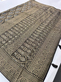 Crape Crush Georgette Sarees in gold and silver finish weaving comes in beautiful 3 Colors and Contrast blouse pieces🌹-JU31