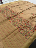Pure Tussar Silk With Katha Work and Embroidery Buttas in Premium Finishing🦋 🌹-JU16