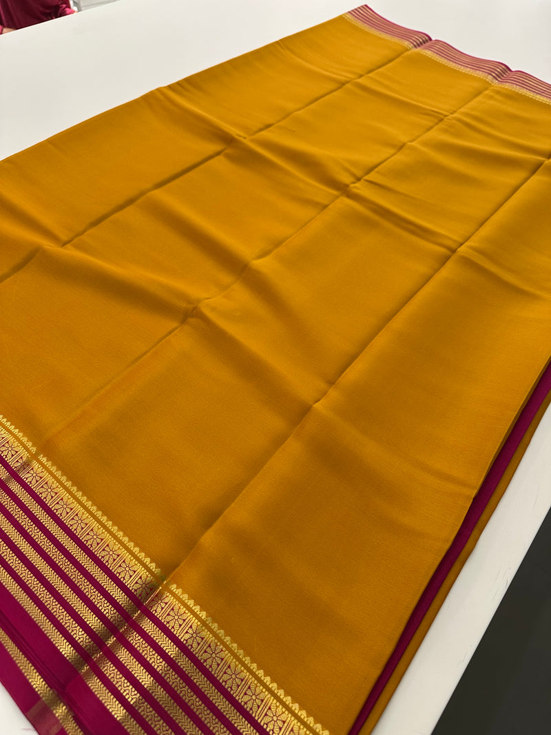 80GSM Pure Mysore Crape Silk Sarees-AU4