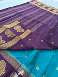 Vintage Semi Crepe Silk Saree with contrast butti blouse and mango border-Au15