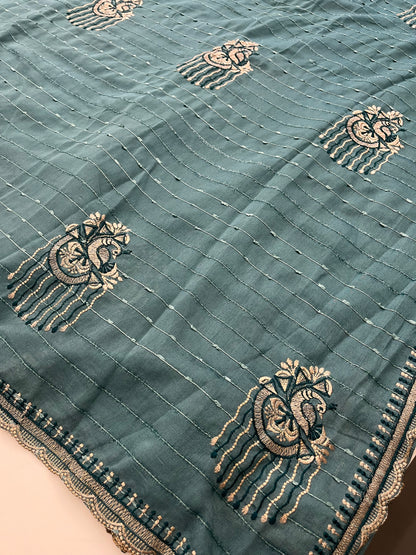 Tussar fancy embroidery buttas