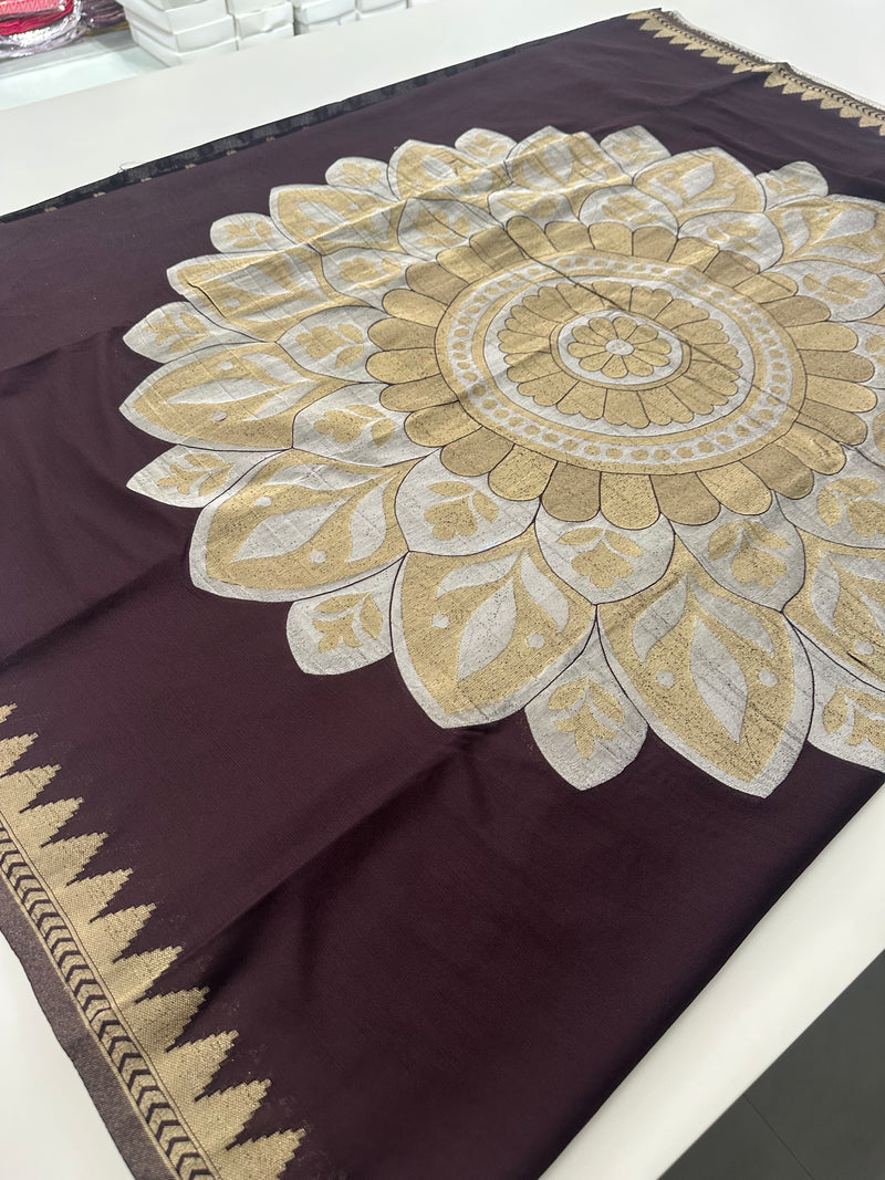 Designer Saree - Wine Crepe Georgette JU17