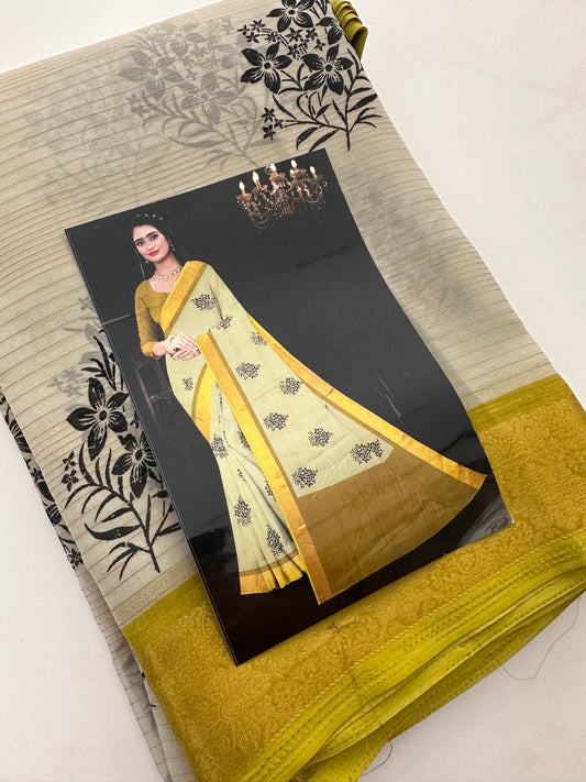 Fancy Cotton Chiffon Saree-J1