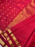 RANI PINK GOLD JARI MICRO CHECKS AND SMALL BUTTIES WITH BENTEX BORDER PUREMIX KANCHI SILK SAREE