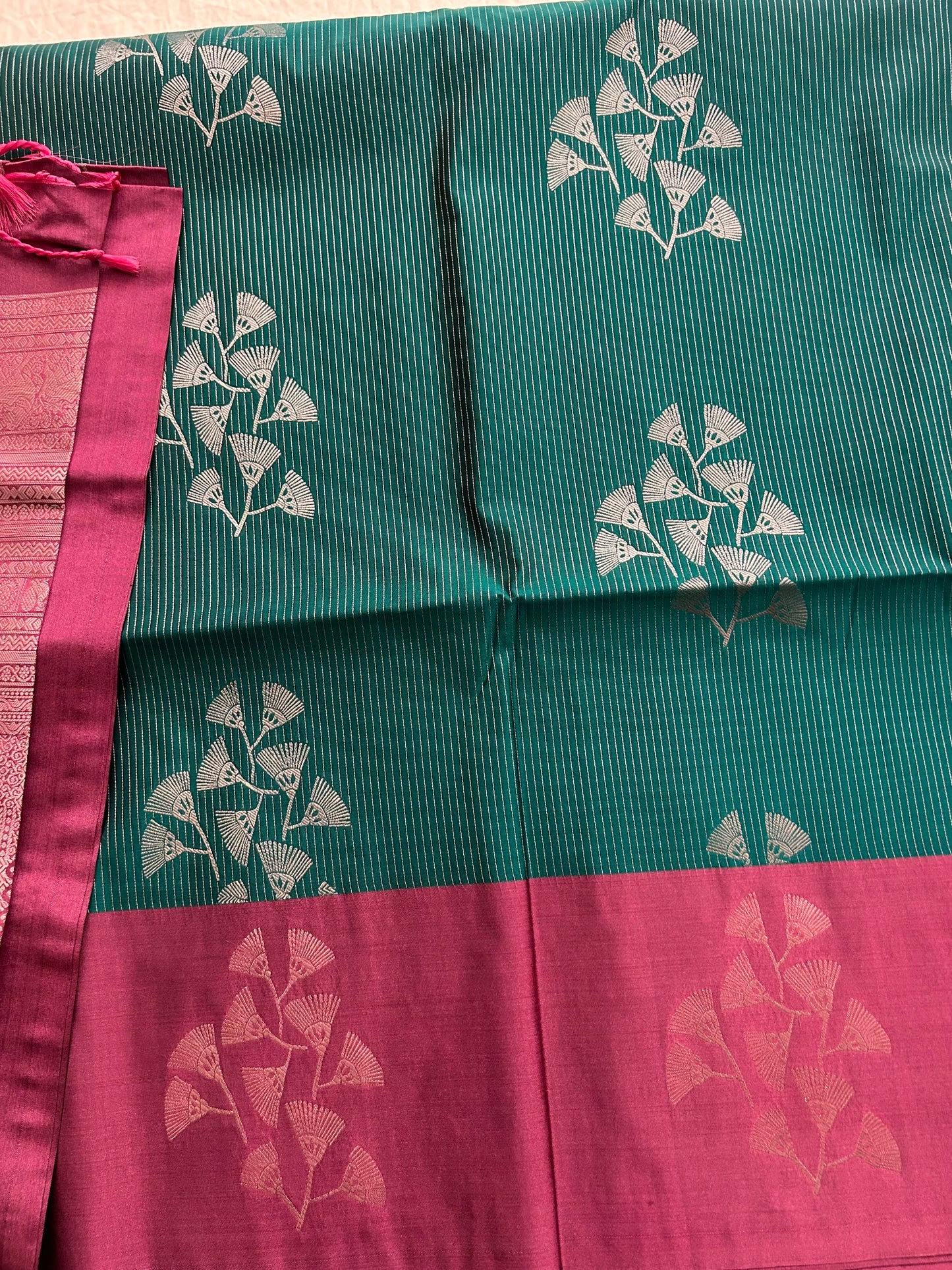 Ananta semi silk saree-Teal blue X Magenta