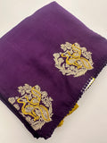 Satin Crape Fancy With Embroidery Border-JU4