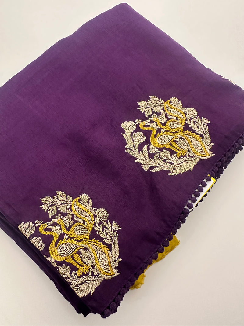 Satin Crape Fancy With Embroidery Border-JU4