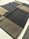 Black Designer Chinnon Silk Saree – Abstract Box Pattern AU24
