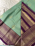 JU18 - Pista X Purple Checks Semi Silk Saree