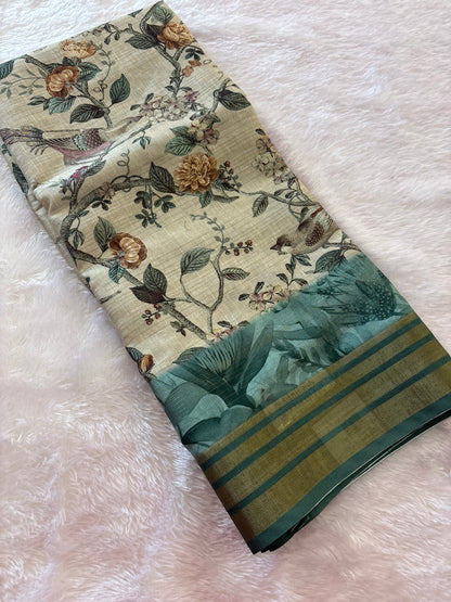 Digital printed Tussar saree