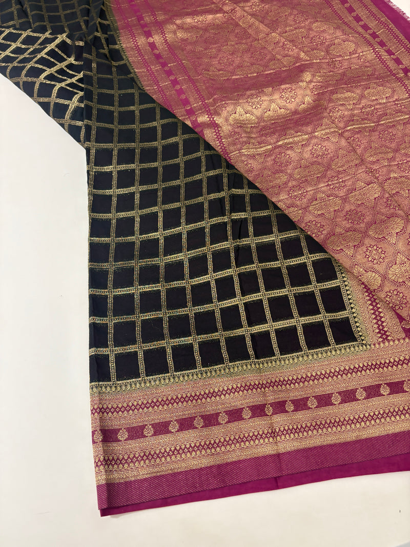 BLACK GEORGETTE SAREE-J17