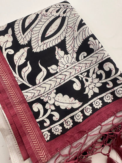 Kalamkari Tussar Printed-M26