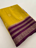 Semi Mysore Silk Checks Saree with Butta-AU16