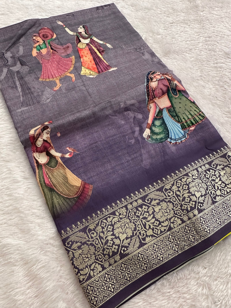 Kalamkari Printed Crape-JU14