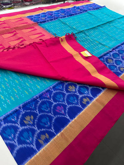 Ikkat Pochampalli Pure Soft Silk Saree -J11
