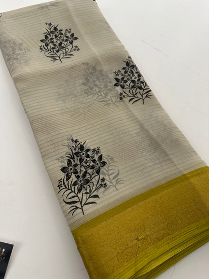 Fancy Cotton Chiffon Saree-J1