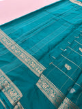 Premium Semi Mysore Silk sarees with silver and gold weavings and contrast blouse piece🌹-AU9