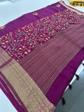 Pure Tussar Silk With Katha Work and Embroidery Buttas in Premium Finishing🦋 🌹-JU16