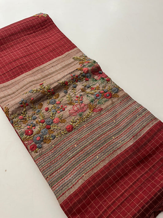 Linen Tussar designer saree