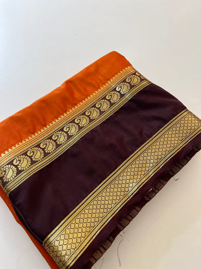 Rust orange x brown crape silk