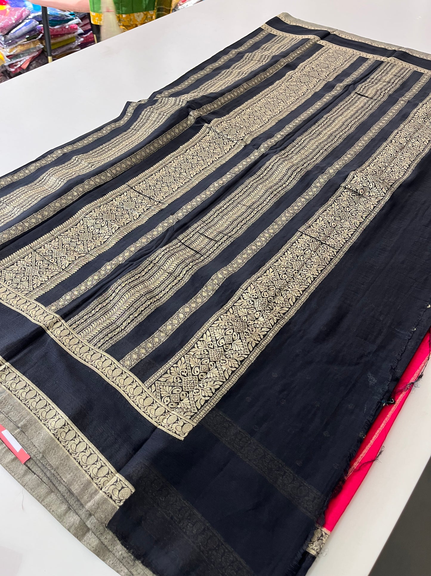 Designer crape chinnon saree
