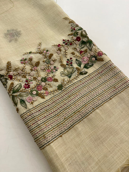 Linen designer embroidery
