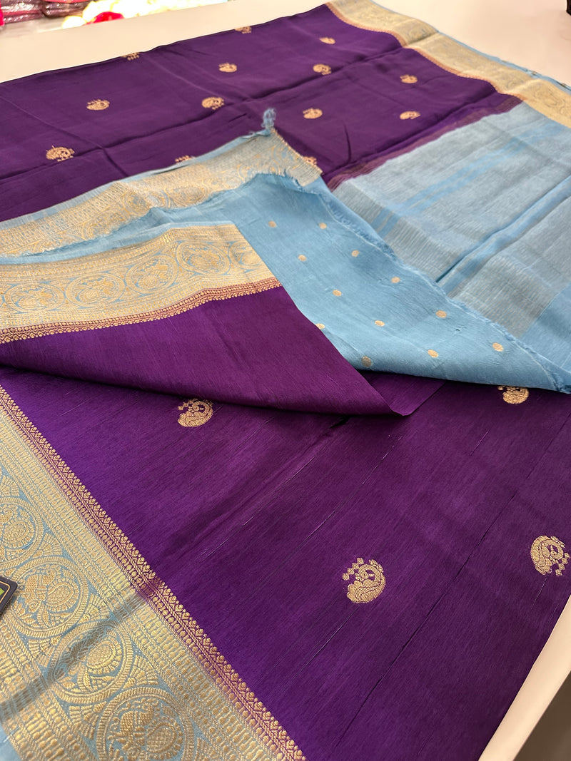 Tussar Fancy Saree in New Contrast Borders🌹- AU-17