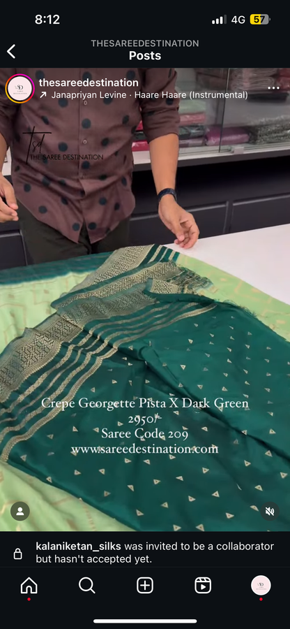 209 CREPE GEORGETTE PISTA X DARK GREEN