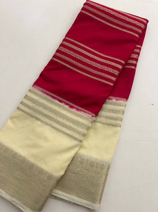 Pink x Ivory Crape Silk Fancy