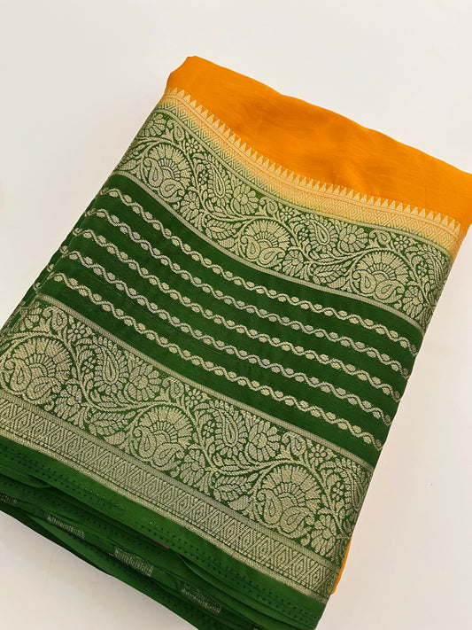 310 semi crape silk kaddi pallu