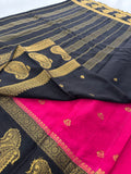 Vintage Semi Crepe Silk Saree with contrast butti blouse and mango border-Au15