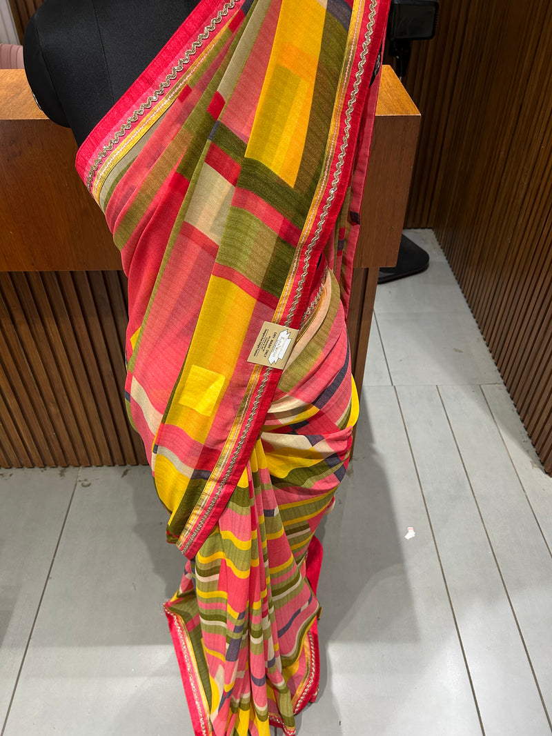 Premium daily wear printed chiffon sarees 🌹 JU26