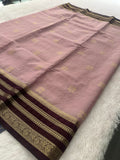 Semi Crepe Checks Saree - Pastel Pink x Wine AU25