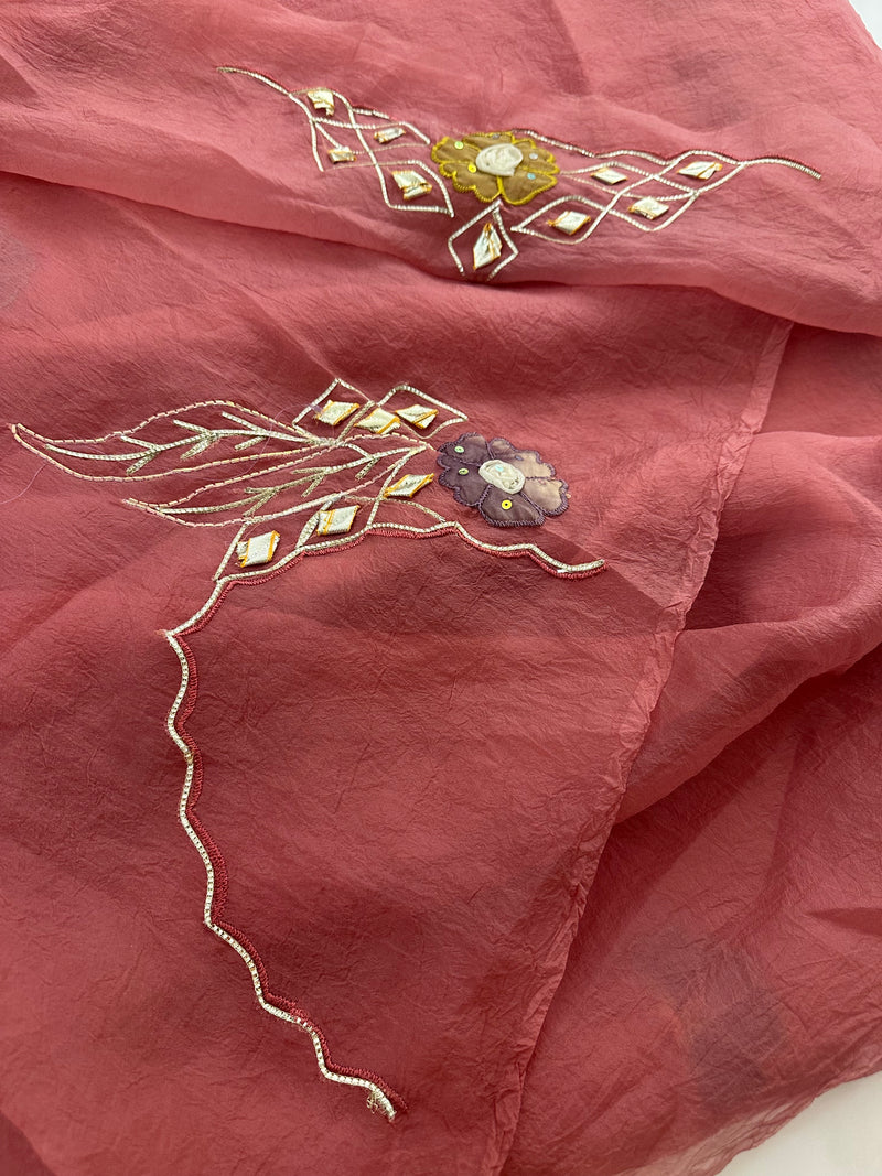 Organza Appliqué Work saree -M27