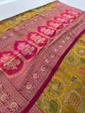 Pashmina silk sari with aari work round designs all over and contrast pink blouse🌹-AU6