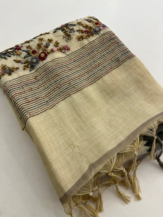 Linen designer embroidery