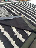 Black and White Tussar Printed Saree- JU28