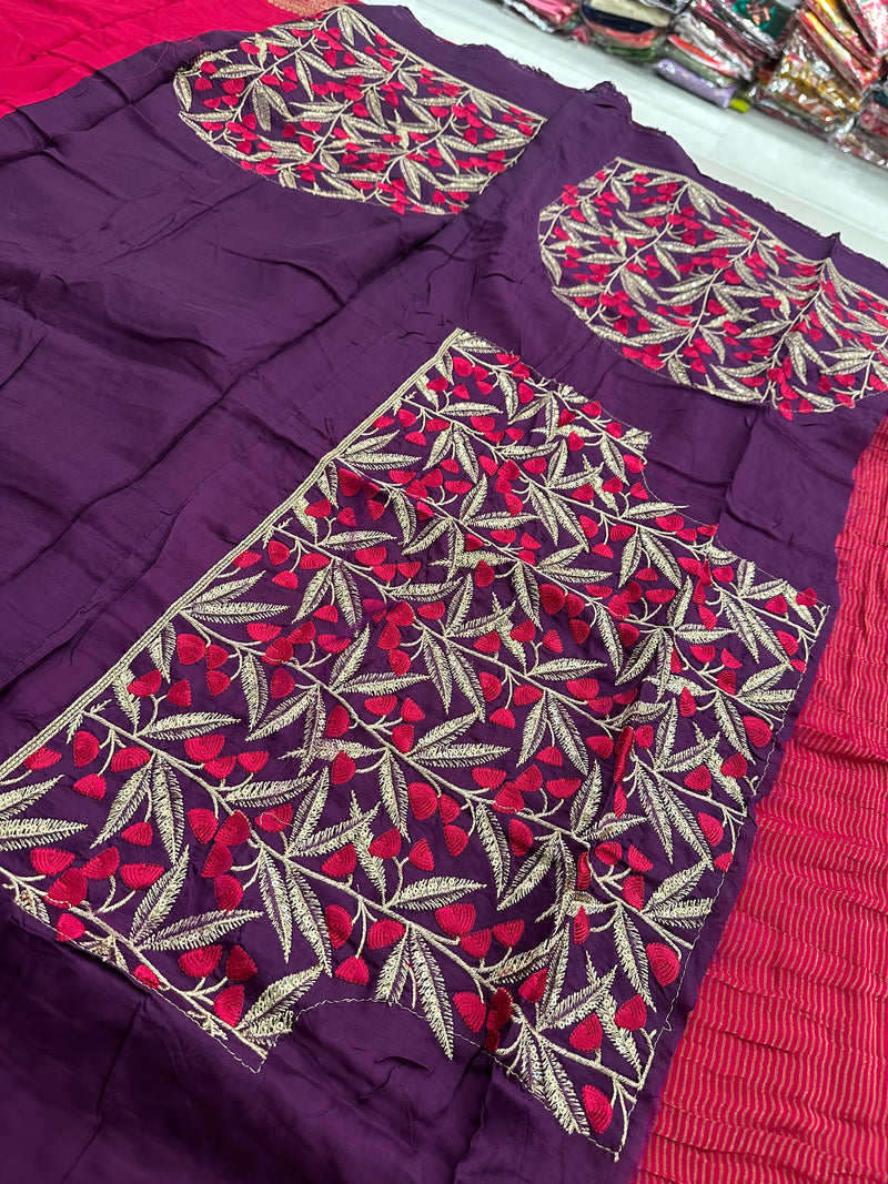 Pink Banarsi Crepe Silk Designer Saree AU26