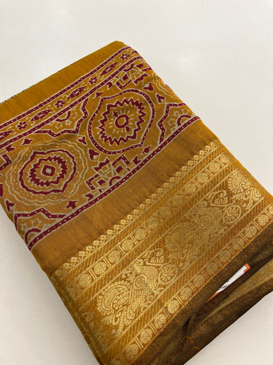 Bagru print fancy saree